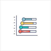 A graph bar icon with a line vector