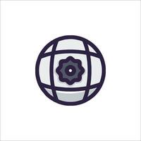 A globe with a gear inside it vector