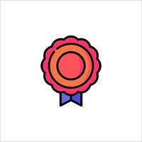 A red and pink award rosette icon vector