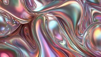 Iridescent abstract fluid texture with soft pastel colors video