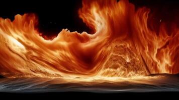 Fiery Wave with Textured Flames on Dark Background video