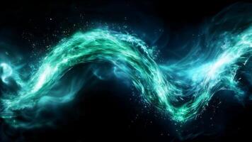 abstract groen energie Golf met glinsterende deeltjes video