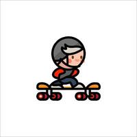 A cartoon boy riding a skateboard vector