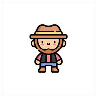 A cartoon cowboy with a hat and a beard vector