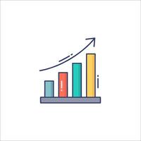A graph chart with an arrow going up vector