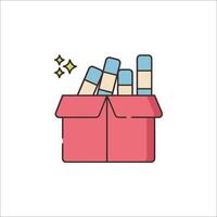 A box with a bunch of pills in it vector