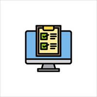 A computer monitor with a check mark on it vector