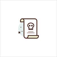 A skull and a scroll icon vector