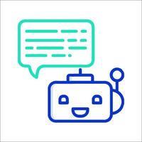 A robot with a speech bubble and a speech bubble vector