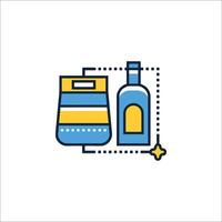 A bottle and a bag with a label on it vector