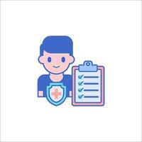 A man with a clipboard and a shield icon vector