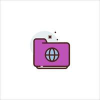 A folder with a globe inside it on a white background vector