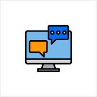 A computer monitor with two speech bubbles vector
