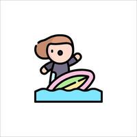 A cartoon character riding a surfboard vector