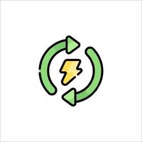 A green and yellow arrow with a lightning bolt on it vector
