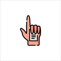A hand with a pen and a paper icon vector