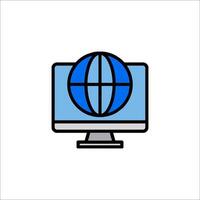 A computer monitor with a globe icon on it vector