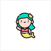 A cute little mermaid with a crown on her head vector