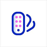 A blue and pink button with a pink dot on it vector