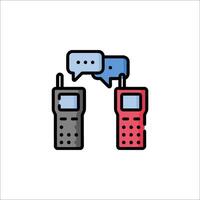 Two cell phones with speech bubbles on them vector