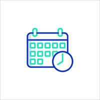 A calendar and clock icon on a white background vector