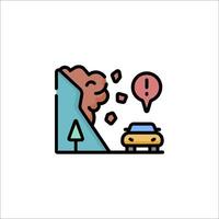 A car is driving down a mountain road with a tree in the background vector