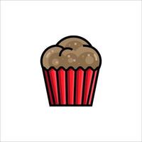 A cupcake icon with chocolate frosting vector