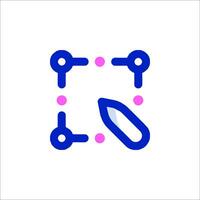 A blue and pink icon with a pencil and a square vector