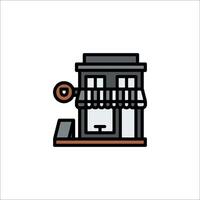 A black and white illustration of a store front vector