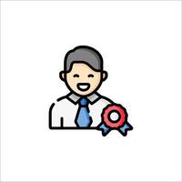 A man with a tie and a ribbon icon vector