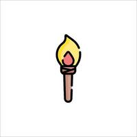 A torch icon with a flame on it vector