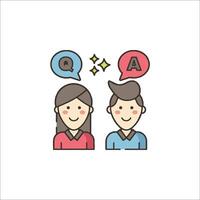 A man and woman with speech bubbles above them vector
