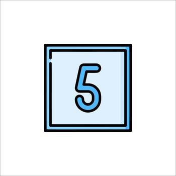 A number five icon in a square frame vector