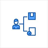 A blue icon with a person and a computer vector