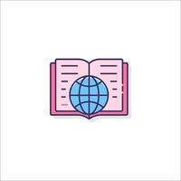 An open book with a globe on it vector