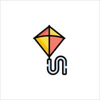 A kite flying in the air with a string attached vector