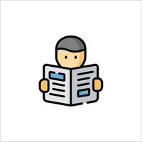 A man reading a newspaper icon vector