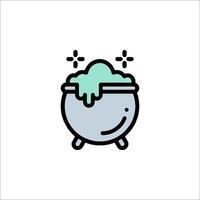 A cauldron with a bowl of liquid in it vector