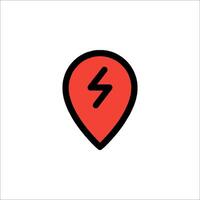 A red pin with a lightning bolt on it vector