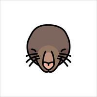A cartoon animal head with a nose and ears vector