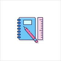 Notebook and ruler icon illustration vector
