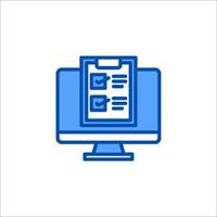 A computer monitor with a check list icon vector