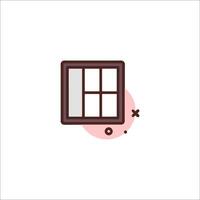 A window with a pink square on it vector