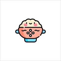 A cute little bowl of rice with a smile on it vector