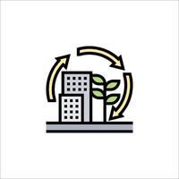 A city with a tree and a building in the middle vector