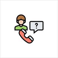 A person talking on the phone with a question mark vector