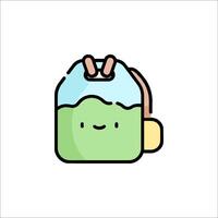 A green bag with a face on it vector