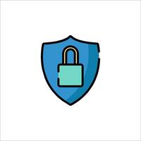 A blue shield with a lock on it vector