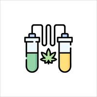 Two test tubes with marijuana leaves on them vector