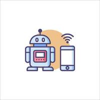 A robot and a phone with a wifi symbol vector